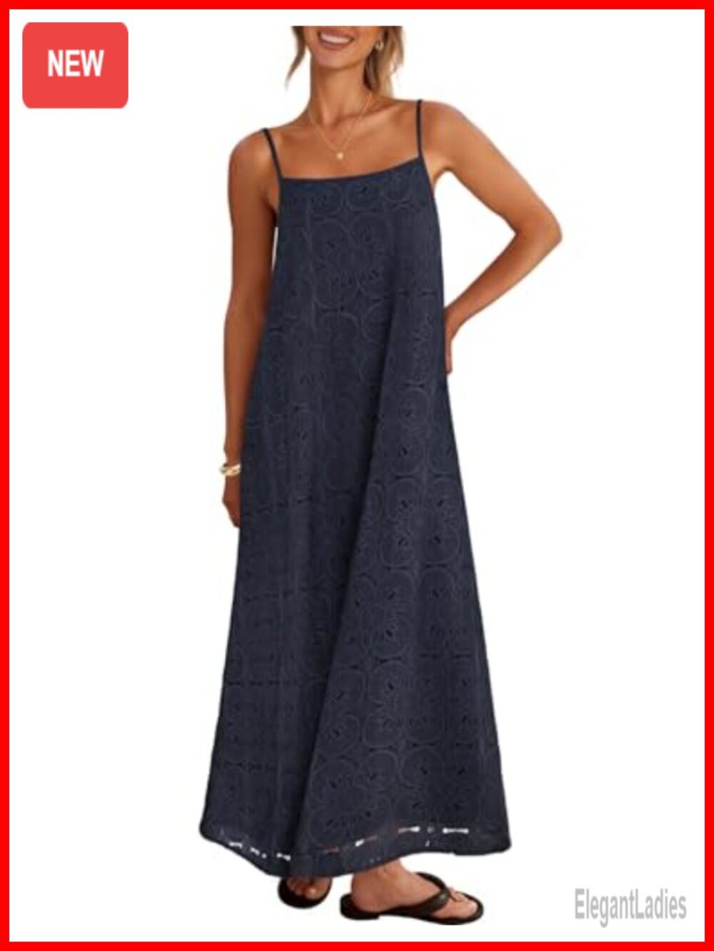 Boho Maxi Dress Lace Floral Spaghetti Strap Sundress